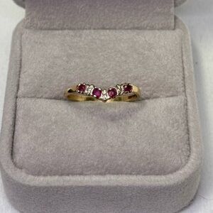 Elegant 9K Gold Ruby & Diamond Ring, size 7.5